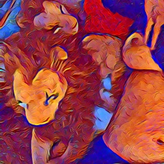 Rob/Bor semi-naakt leeuwenkunst